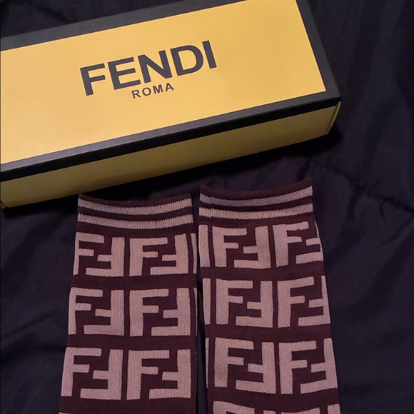 Fendi Brown and Tan Logo Women's Socks - Picture 2 of 3